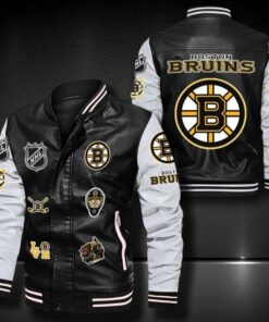 Boston Bruins Leather Baseball Jacket