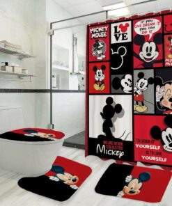 Mickey Mouse Bathroom Shower Curtain Toilet Set